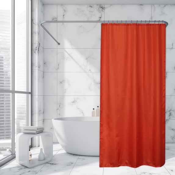 Orange Extra Long Shower Curtain Polyester 12 Rings 79"L x 71"W