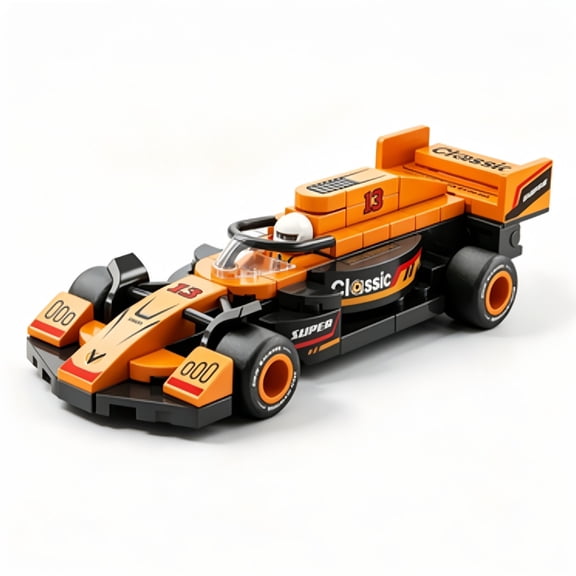 Orange F1 Race Car Building Block Set 69 Pieces Formula 1 Pull Back Vehicle Interlocking Construction Bricks Model Kit