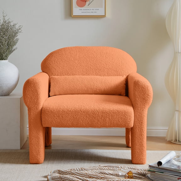 Orange Fabric Chair | Soft and Cozy | Home Relaxation + Comfortable Seating Spot