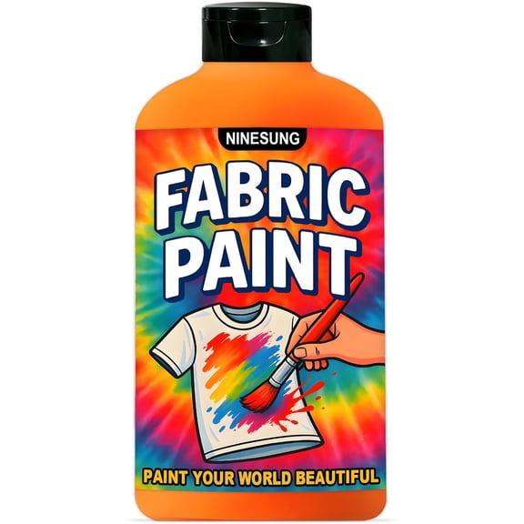 Orange Fabric Paint for Clothes, Non-Toxic Acrylic Textile Paint for T-Shirts, Shoes, Clothing, Jeans, Bags, DIY Projects & Art - Vibrant & Wash-Resistant (Orange,10.5 Fl Oz)