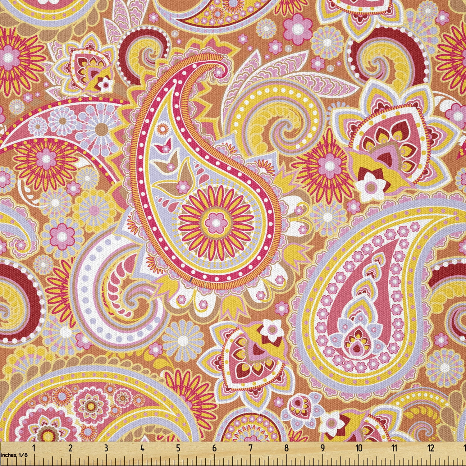 Orange Fabric by The Yard, Design Elements Traditional Paisley