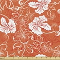 thumbnail image 1 of Orange Fabric by the Yard, Hawaiian Pattern with Tropical Climate Hibiscus Flowers Abstract Summer Flourish, Decorative Upholstery Fabric for Sofas and Home Accents, 1 Yard, Orange White by Ambesonne, 1 of 4
