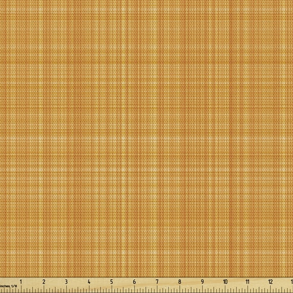 Ambesonne Orange Fabric by the Yard Upholstery, Striped Abstract Texture, 5 Yards, Orange