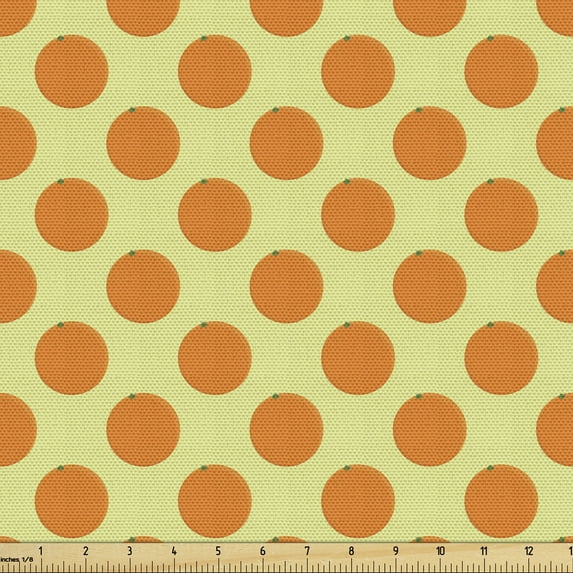 Ambesonne Orange Fabric by the Yard Upholstery, Minimalist Style Fruit Art, 10 Yards, Orange Pale Yellow
