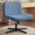 thumbnail image 1 of Orange Factory Criss Cross Chair, Wide Fabric Vanity Chair, Blue No Wheel, 1 of 8