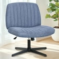 thumbnail image 1 of Orange Factory Blue Office Chair, Armless Criss Cross Legged Chair No Wheels, Comfy Home Office Desk Chairs, Adjustable Swivel Padded Fabric Vanity Task Computer Chair, 1 of 8
