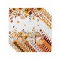 thumbnail image 1 of Orange Fall Cloth Napkins Set of 6 Reusable Dinner Napkins, Thanksgiving Pumpkins Sunflower Maple Leaf Cocktail Napkin Washable Table Napkins for Wedding/Holiday Party/Baby Shower 20"x20", 1 of 7