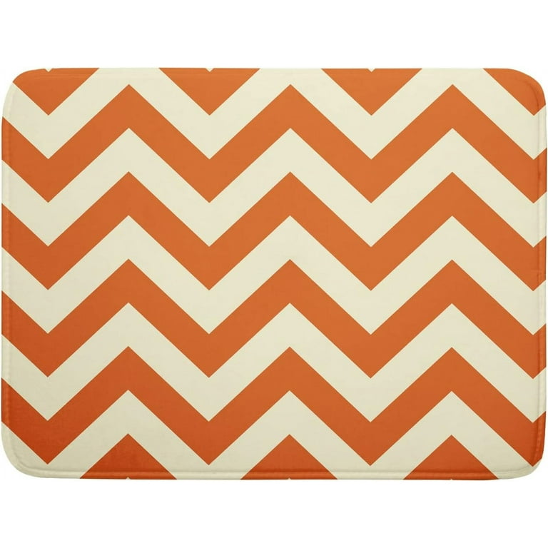 Orange Fall Dish Drying Mat White Stripes Drying Pad 18 x 24 Inch Fall Dish Mat Dish Draining Mats Autumn Geometric Drying Pad for Kitchen Counter