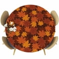 thumbnail image 1 of Orange Fall Fitted Tablecloth with Elastic Edged, Round Table Cloth for Dining Table, Autumn Maple Leaf Botanical Thanksgiving Waterproof Oil Proof Table Cover for Indoor Outdoor 45"-54", 1 of 9