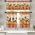thumbnail image 1 of Orange Fall Kitchen Curtains Farmhouse Plaid Window Curtains Valance and Tier Set 36 Inch, Pumpkin Sunflower Bird Rod Pocket Short Tier Curtain for Room, Autumn Small Cafe Kitchen Decor, 1 of 6