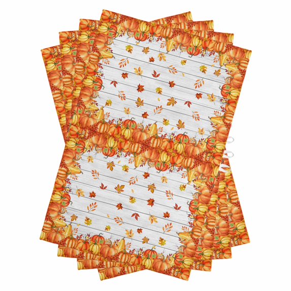 Orange Fall Kitchen Towels Set of 4, Water Absorbent Dish Towel, Vintage Maple Leaf Pumpkins Thanksgiving Decorative Hand Towels - Quick Drying Cloth for Cooking Baking, 18x28 Inch