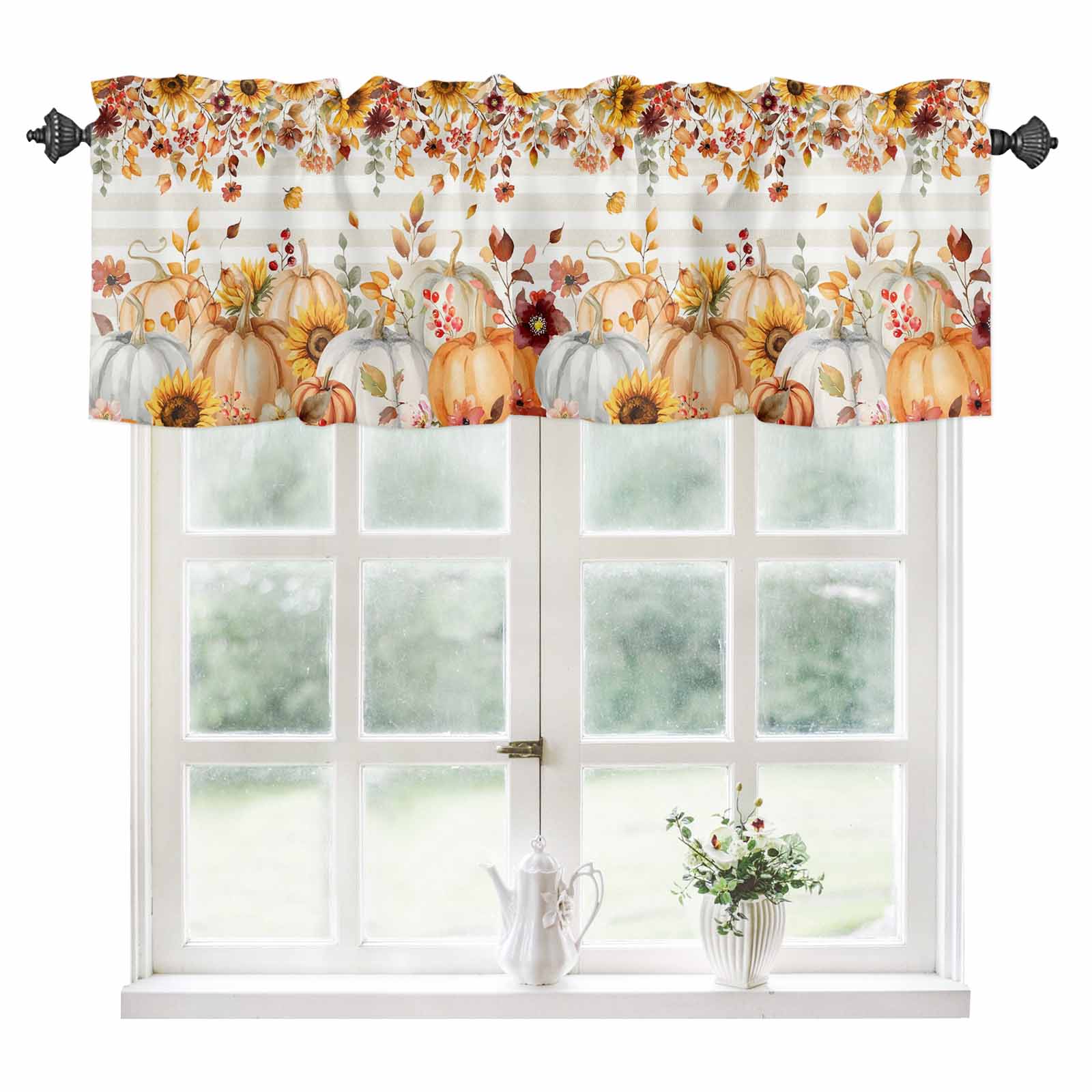 Orange Fall Kitchen Valances for Windows 54x18 Inch Kitchen Curtains ...