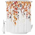 thumbnail image 1 of Orange Fall Leaves Shower Curtain, Waterproof Shower Curtains for Bathroom, Vintage Country Plants Pastoral Farm Washable Fabric Bathtub Curtain Set Bath Decor with 12 Hooks 48"x72", 1 of 8