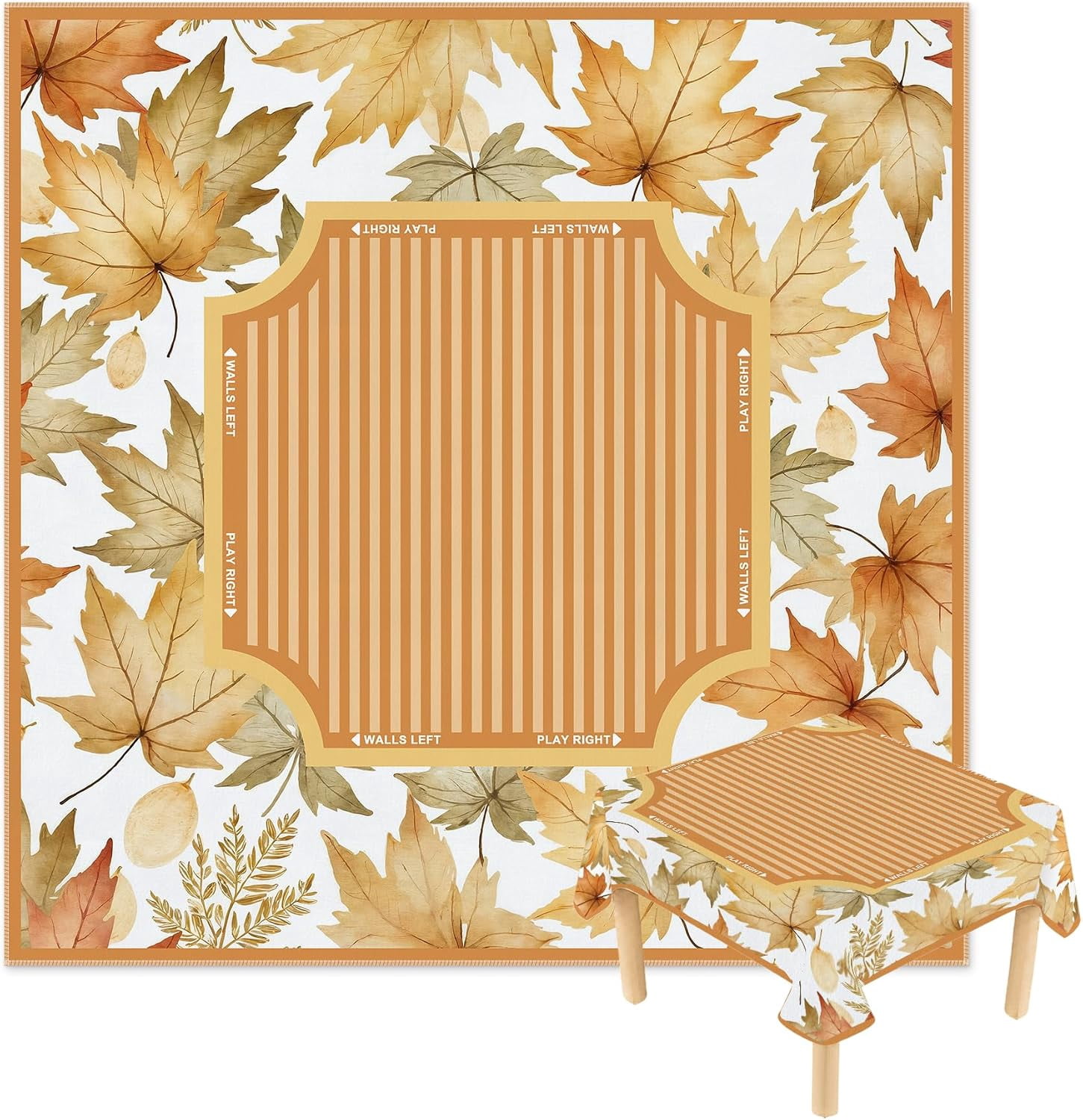 Orange Fall Maple Leaf Mahjong Tablecloth 55