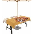 thumbnail image 1 of Orange Fall Outdoor Tablecloth - 60x120 Inch Rectangle Dining Table Cover, Thanksgiving Turkey Botanical Waterproof Outdoor Table Cloth with Umbrella Hole & Zipper for Picnic/Patio/Party, 1 of 1