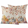 thumbnail image 1 of Orange Fall Outdoor Waterproof Pillow Covers, Thanksgiving Pumpkins Botanical Autumn Decorative Square Throw Pillowcase Sofa Cushion Sham for Patio/Couch/Chair, 18"x18" 2 Pack, 1 of 8