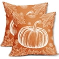 thumbnail image 1 of Orange Fall Pillow Covers 16x16 Set of 2 White Pumpkin Maple Leaf Autumn Themed Thanksgiving Print Decorative Throw Pillows Outdoor Farmhouse Pillowcases Cushion Case Decor for Couch Sofa Bed, 1 of 6