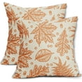 thumbnail image 1 of Orange Fall Pillow Covers 18x18 Set of 2 Cream Maple Leaf Print Autumn Colored Harvest Decorative Outdoor Pillowcases Farmhouse Seasonal Throw Cushion Case Decor for Home Couch Sofa Bed, 1 of 6