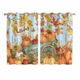 thumbnail image 1 of Orange Fall Pumpkins Kitchen Curtains 72 Inch Length, Thanksgiving Botanical Blue Grommet Top Bedroom Living Room Curtains, Light Filtering Cafe Curtain Drapes 2 Panels Set 104''x72'', 1 of 8