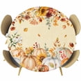thumbnail image 1 of Orange Fall Round Tablecloth, Fitted Table Cover with Elastic for 36"-44" Round Tables, Thanksgiving Pumpkins Sunflower Yellow Table Cloth Outdoor Indoor Dinning Party Waterproof Tablecloths, 1 of 7