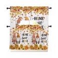 thumbnail image 1 of Orange Fall Swag Curtains for Living Room/Bedroom Windows, Thanksgiving Gnomes Maple Leaf Sunflower Kitchen Curtains and Valances Set 36 Inch Length, Light Filtering Swags Valance Curtain Panels, 1 of 5