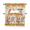 thumbnail image 1 of Orange Fall Swag Kitchen Curtains Sets for Windows 24 Inch Length, Thanksgiving Gnomes Maple Leaf Sunflower Rustic Short Window Curtain Swags Valances and Tiers 3 Piece Set for Cafe/Dining Room, 1 of 5