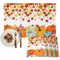 thumbnail image 1 of Orange Fall Thanksgiving Pumpkin Placemats Set of 4, Retro Autumn Maple Leaf Table Mats Washable Heat-Insulation Non-Slip Place Mats for Kitchen Dinner Table Indoor Outdoor Decor,13x19 Inch White, 1 of 9