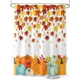 thumbnail image 1 of Orange Fall Thanksgiving Pumpkin Shower Curtain, Retro Autumn Maple Leaf Bathroom Decor Curtains Set with Hooks, White Waterproof Fabric Home Accessories， Stall 36 X 72 Inch, 1 of 6