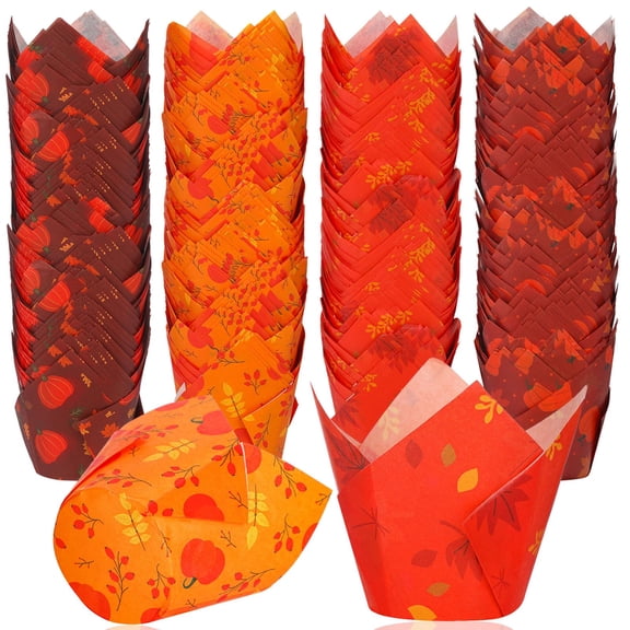 Orange Fall Tulip Cupcake Liners 400 Pcs Halloween Baking Cups