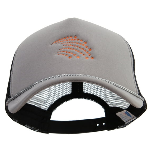 Orange Falling Star Embroidered Summer Foam Mesh Trucker Cap - Grey Black OSFM
