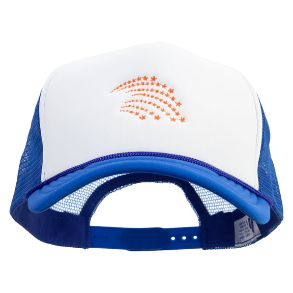 Orange Falling Star Embroidered Summer Foam Mesh Trucker Cap - Royal White OSFM