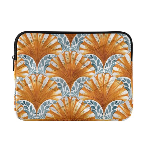 Orange Fan Pattern Watercolor Quilted Laptop Protective Cases Computer Sleeves Tablet Bags Briefcases L