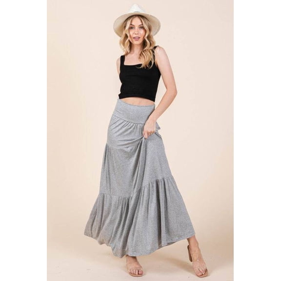 Orange Farm Solid Tiered Ruffle Skirt - Rosa Apparel