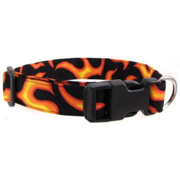 Orange Flame Dog Collar - Size - Large
