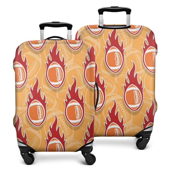Orange Flaming Footballs Pattern Luggage Cover Fashion Suitcase Cover Baggage Covers Fit 25-28 Inch Luggage (Go Travel)