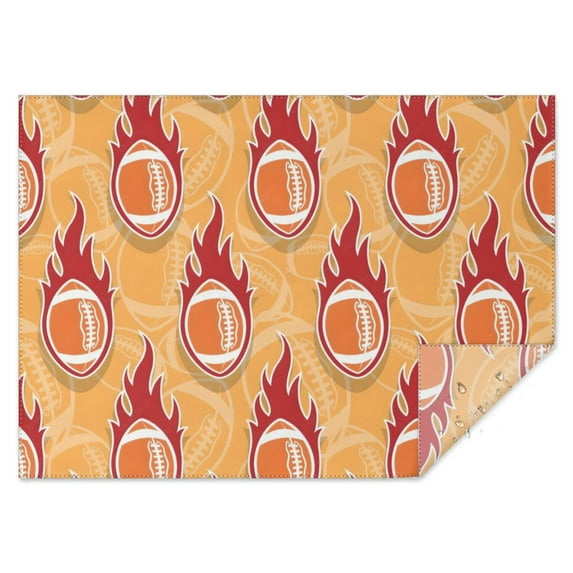 Orange Flaming Footballs Pattern Rectangle Tablecloth 60"x84",Waterproof Polyester Rectangle Table Cloth, Wipeable Spillproof Polyester Tablecloth for Dining, Camping, Indoor and Outdoor