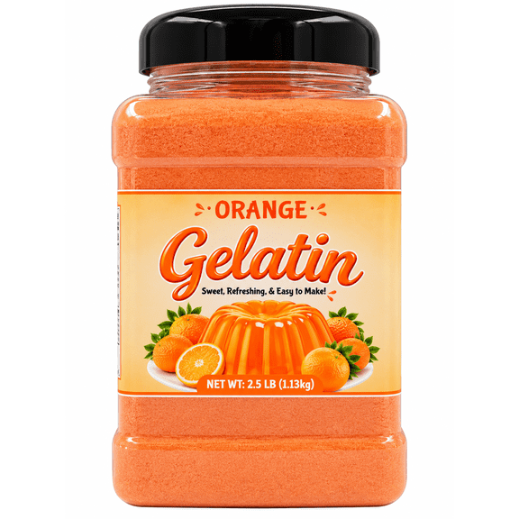 Orange Gelatin Dessert Mix 2.5 lb - Gelatin Powder for Jello Desserts, Parfaits, Party Treats & Commercial Kitchens - Easy-to-Make Fruit Flavored Gelatin Mix - Bulk - Dashers Spice & Beans