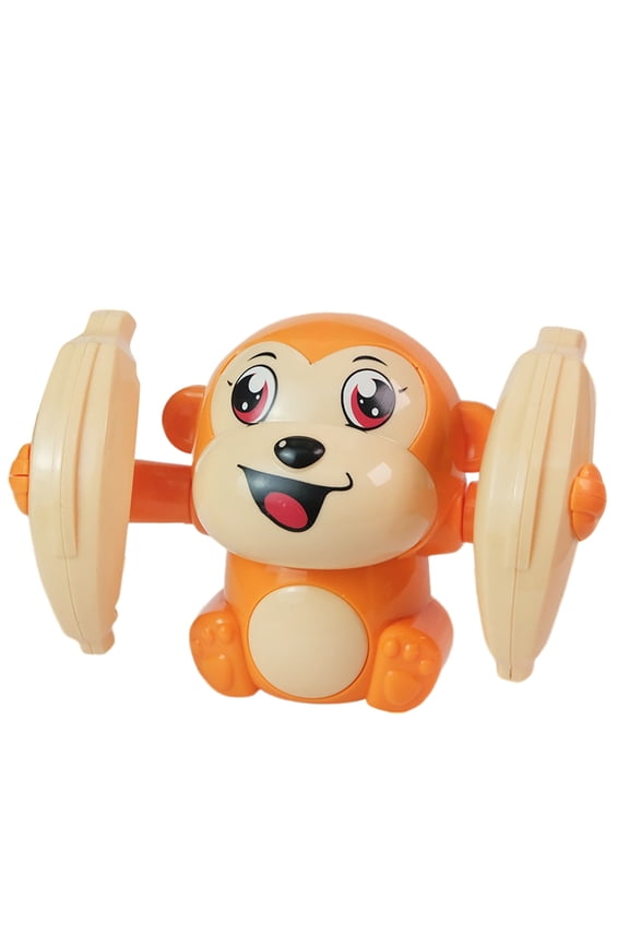 Orange Flipping Dancing Monkey Toy Sound Activated Rolling Monkey With Led Lights And Music Interactive Fun Toy For Kids Abs Plastic Material Requires 3 Aaa Batteries 134G