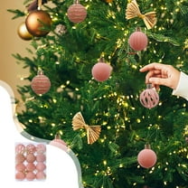 Orange Flocked Christmas Ornaments Set - 12-Piece Small (1.57in) Easy-Hang Decorations for Christmas Tree, Wreaths & Party Displays