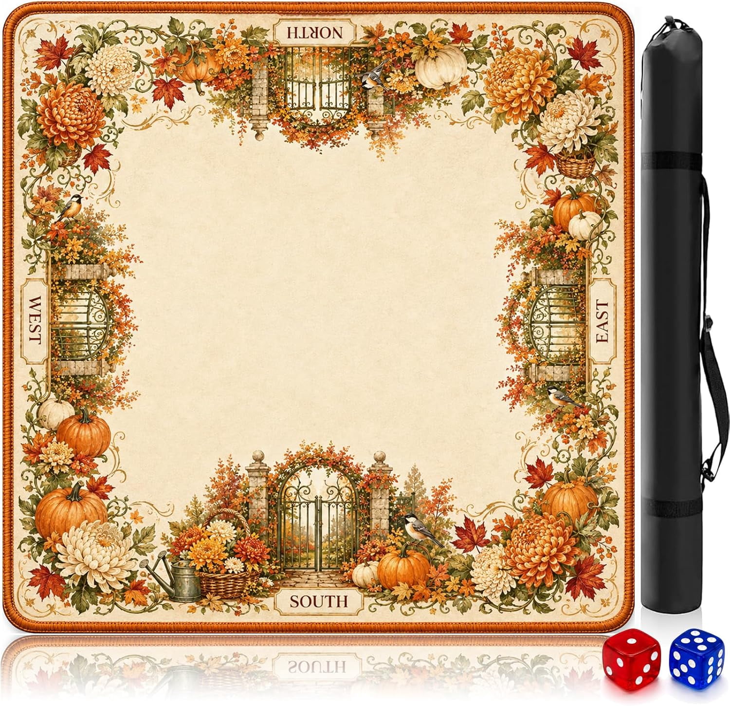 Orange Floral Bird Halloween American Mahjong Mat - Walmart.com