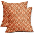 thumbnail image 1 of Orange Floral Block Print Pillow Covers 20x20 Inch Set of 2, Vintage Flower Pattern Decorative Throw Pillowcases Outdoor Farmhouse Cushion Covers Fall Rustic Sofa Couch Bed Decor, 1 of 6