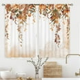 thumbnail image 1 of Orange Floral Kitchen Curtains 27.5Wx39H Inch Rod Pocket Autumn Leaves Curtains Brown Flower Kitchen Decor for Women Rustic Wildflower Fall Plant Botanical Nature Window Drapes Fabric 2 Panel, 1 of 5