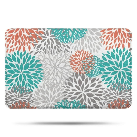 Orange Floral and Petal Pattern Bathroom Rugs Mat,Non Slip Microfiber Bathroom Rug,Rubber Backing,Soft Bathroom Mats for Bathroom Floor,Tub and Shower,17x27in(43x68cm)