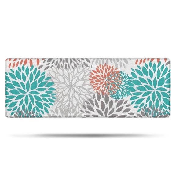 Orange Floral and Petal Pattern Bathroom Rugs Mat,Non Slip Microfiber Bathroom Rug,Rubber Backing,Soft Bathroom Mats for Bathroom Floor,Tub and Shower,47x17in(120x43cm)