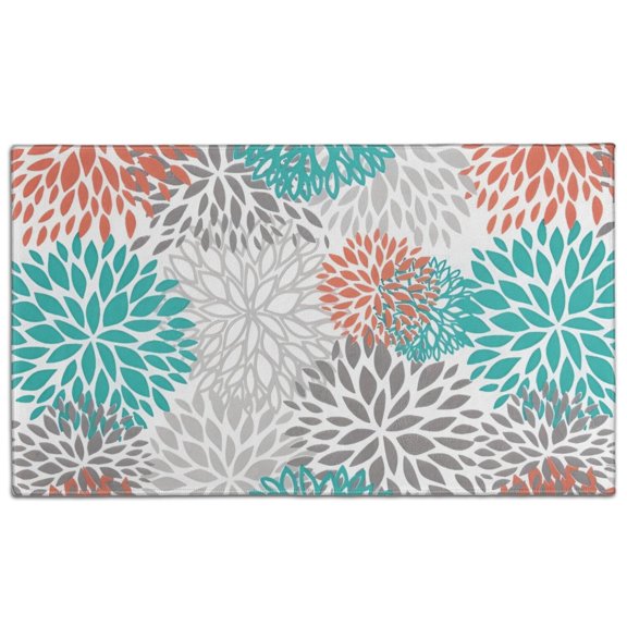 Orange Floral and Petal Pattern Door Rugs,Washable Non Slip Door Mats Indoor,Decorative Door Mats,Entry Mat Indoor for Entrance,Bedroom,Kitchen,Bathroom,17"x30"