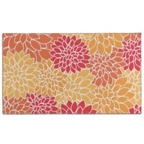 Orange Floral and Petal Pattern Door Rugs,Washable Non Slip Door Mats Indoor,Decorative Door Mats,Entry Mat Indoor for Entrance,Bedroom,Kitchen,Bathroom,17"x30"