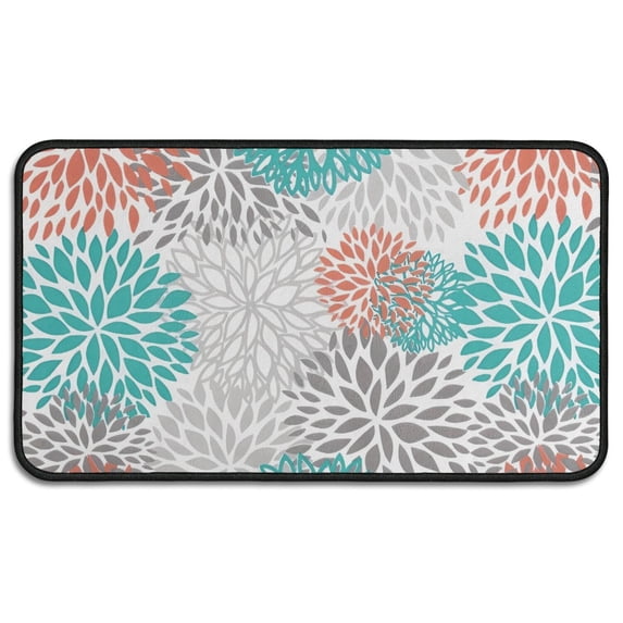 Orange Floral and Petal Pattern Door Rugs,Washable Non Slip Door Mats Indoor,Decorative Door Mats,Entry Mat Indoor for Entrance,Bedroom,Kitchen,Bathroom,30"x17"
