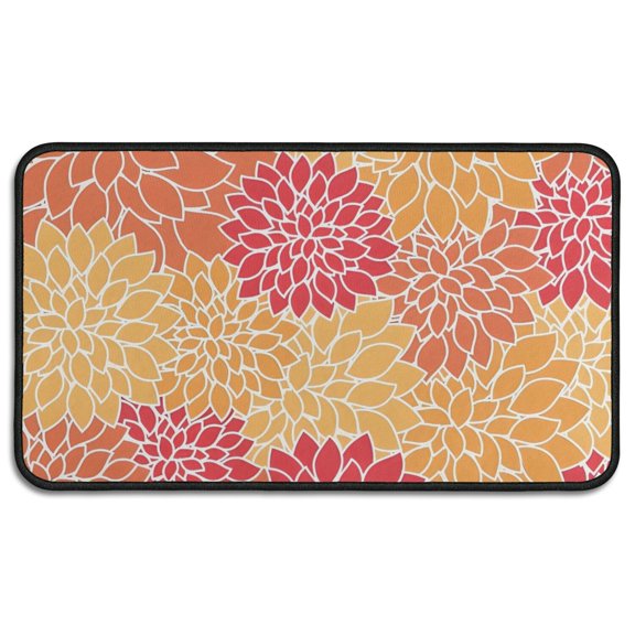 Orange Floral and Petal Pattern Door Rugs,Washable Non Slip Door Mats Indoor,Decorative Door Mats,Entry Mat Indoor for Entrance,Bedroom,Kitchen,Bathroom,30"x17"