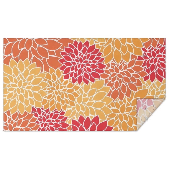 Orange Floral and Petal Pattern Rectangle Tablecloth 60"x102",Waterproof Polyester Rectangle Table Cloth, Wipeable Spillproof Polyester Tablecloth for Dining, Camping, Indoor and Outdoor