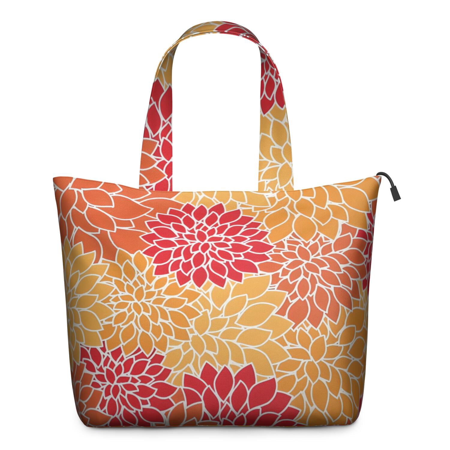 Orange Floral and Petal Pattern Travel Tote Bags for Women Carry On,Large Weekender Bags for Women Travel,Multi Functional Duffle Bag for Work,Shopping,Sports